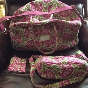 Vera Bradley overnight bag, purse and wallet.